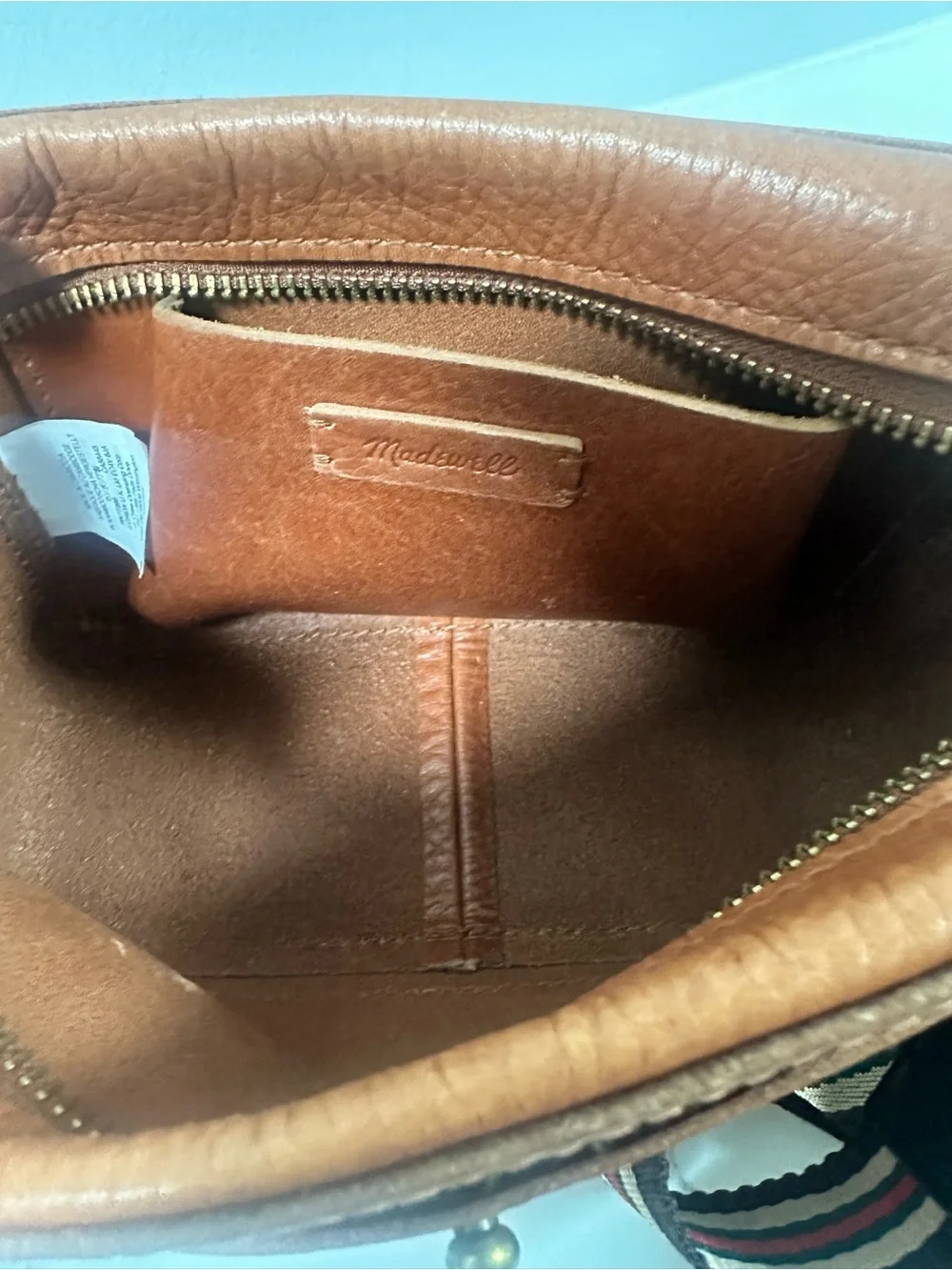Madewell Leather camera Crossbody Bag with unbranded Striped Adjustable Strap